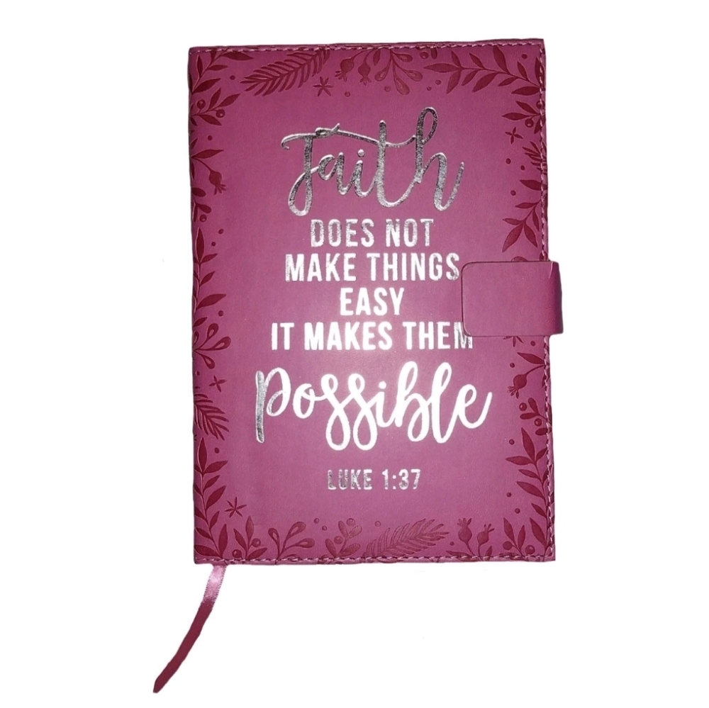Christian Bible Prayer Verse Diary Faith Faux Leather Journal Notebook Luke 1:37